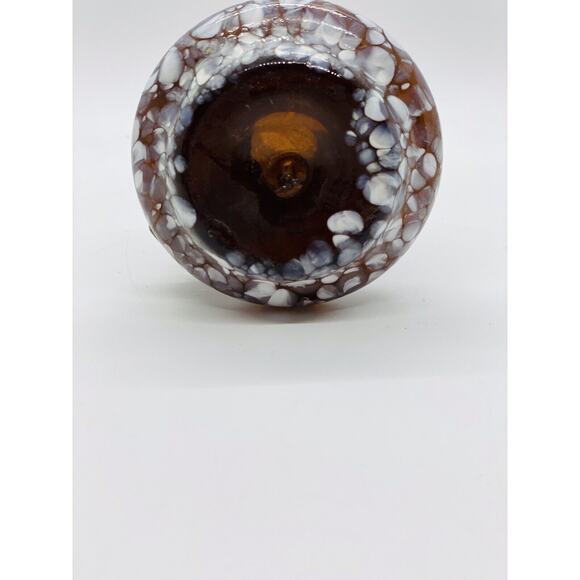 Studio Art Glass Brown blown vase pitcher /white splatter/swan handle - Picture 8 of 9